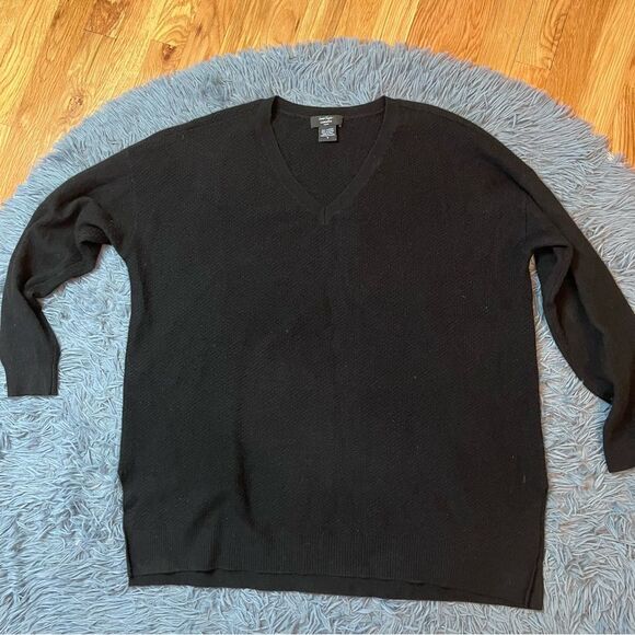 Lord & Taylor Black Textured Cashmere Sweater Size 1X - Picture 1 of 5